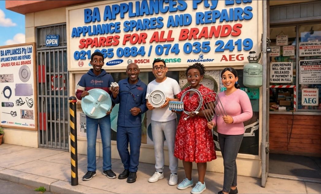 The BA Appliances team outside the shop in Jacobs, Durban